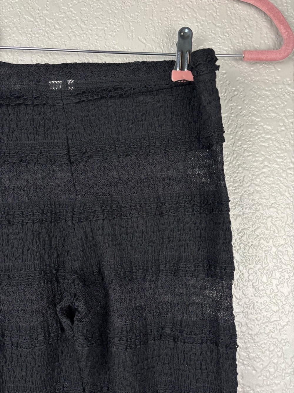 Free People Black Small Tiered Lace Sheer Ruffle Leggings Boho Festival Edgy - Picture 6 of 11